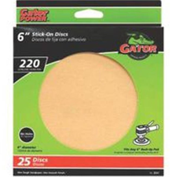 Ali Industries 6In Gold Stick-On Disc 220# 3241, Gator Finishing, Mfr#: 9988932